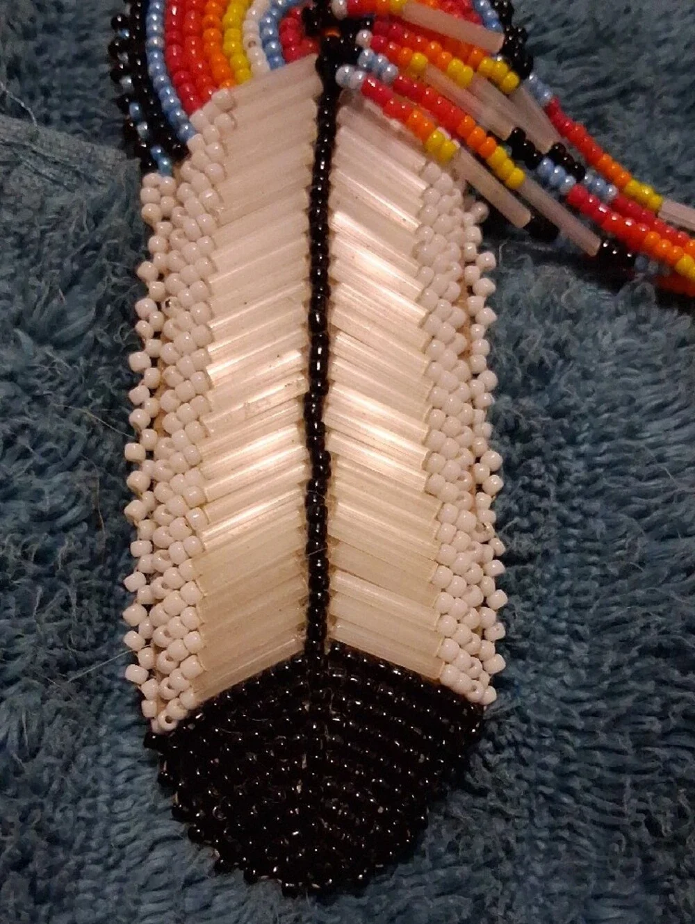 Beaded Rainbow Fringe Pendant Necklace - Multicolor